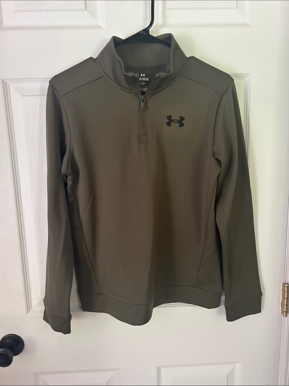 Under Armour Olive Green Half-Zip Fleece-lined Performance Top